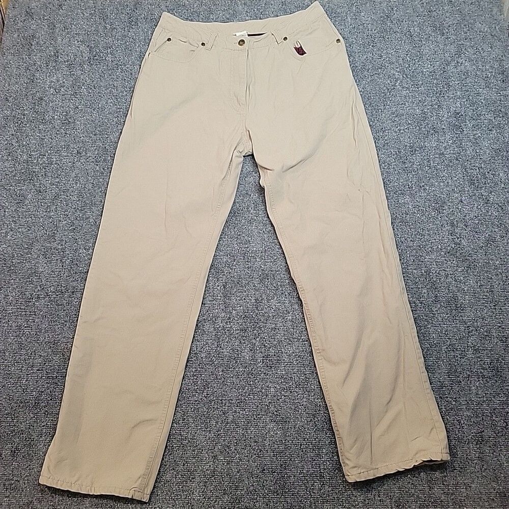 Vintage Woolrich Flannel Lined High Rise Pants Womens Size 12 Beige Khaki